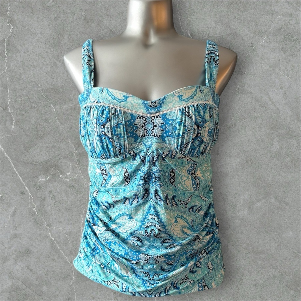 2 for $30 | Blue Paisley Tankini Top - Picture 4 of 14